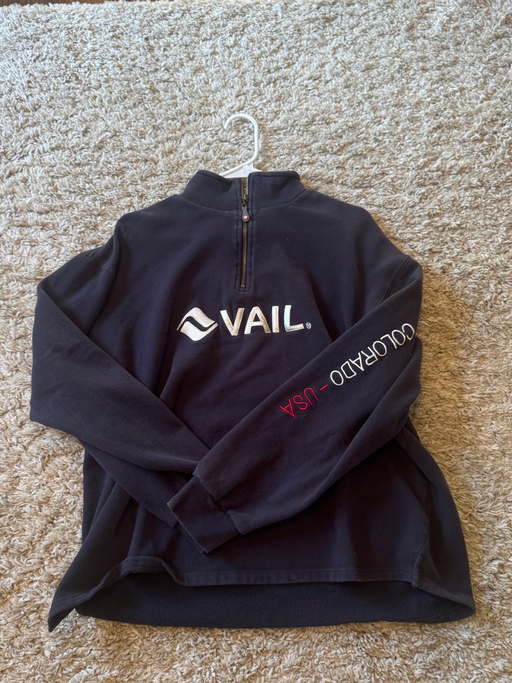 Vail Embroidered Half-Zip Pullover - Navy